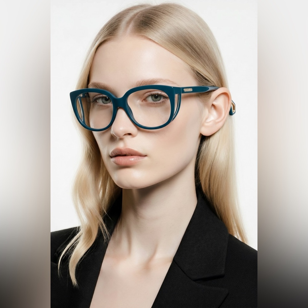 New Authentic Gucci GG0470O 003 Women’s Teal Cat-Eye Eyeglasses - Picture 4 of 13